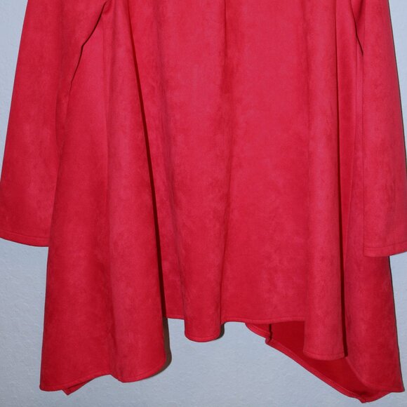 Feratelli Unique Red‎ Long asymmetrical Jacket Women's Faux Suede Size Medium - Picture 9 of 9